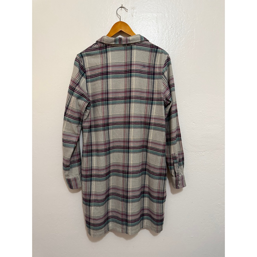 Patagonia Women Plaid Flannel Dress M Grey Organic Cotton Gorpcore Tunic Dress - Picture 5 of 12